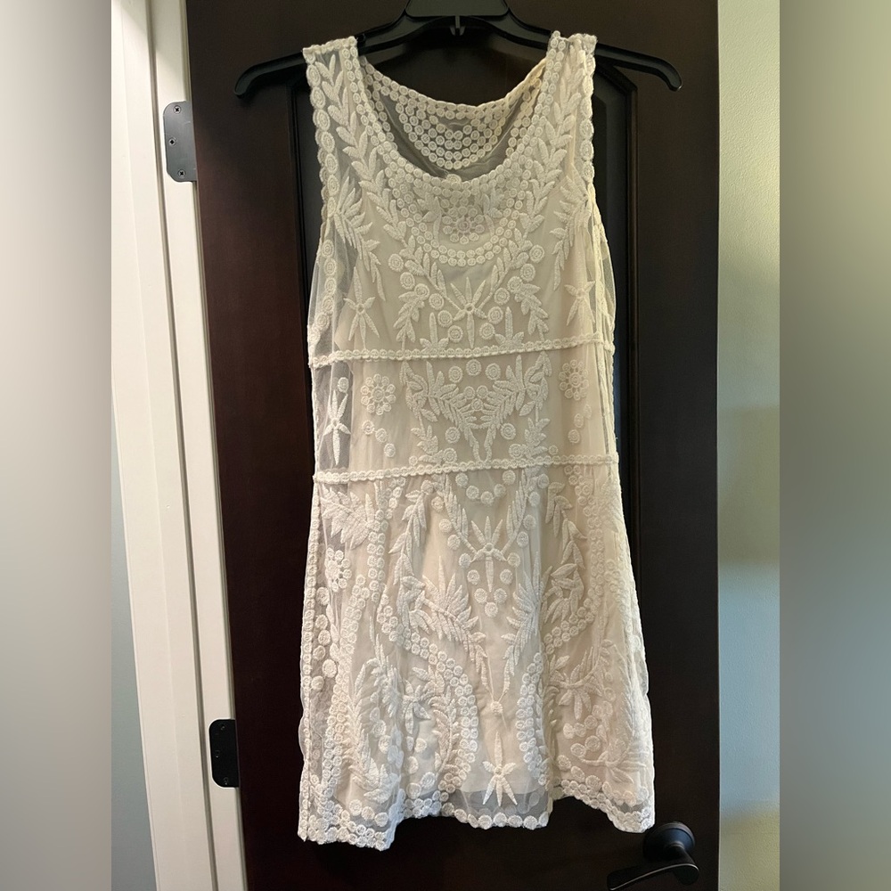 Express White Sleeveless Tiered Sundress